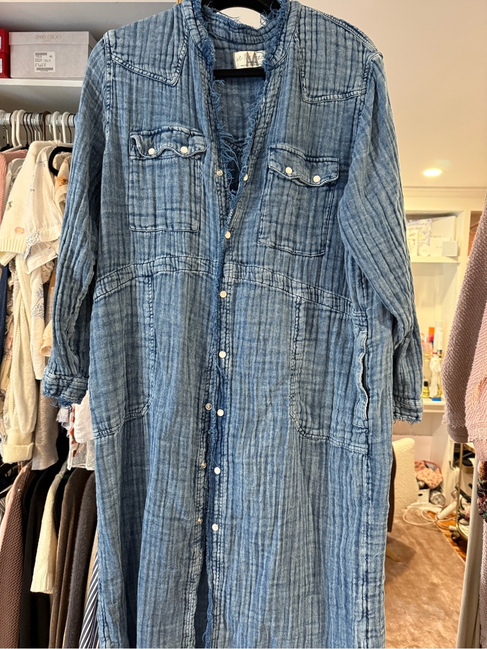 We The Free Indigo Blue Quilted Maxi Dress